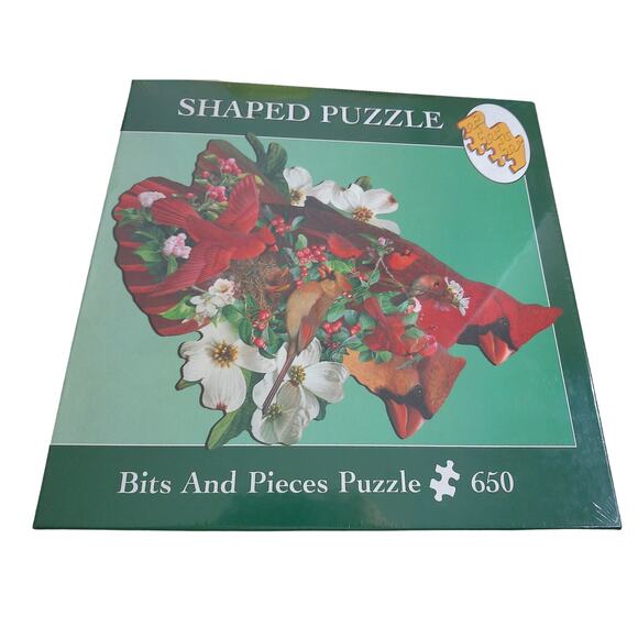 Vintage Bits and Pieces Cardinal Courtship 650 Piece Shaped Puzzle New - Picture 1 of 8